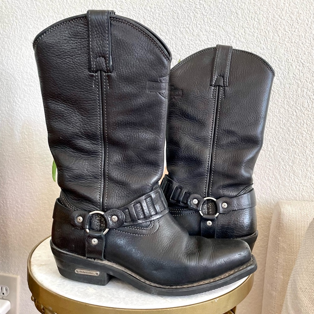 Harley Davidson Leather Cowboy Riding Boots